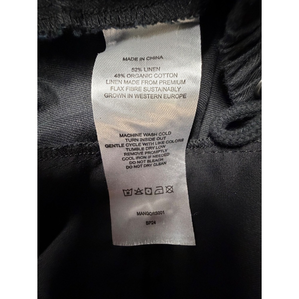 Quince Organic Cotton Linen Twill Straight Leg Pant Black Womens L - Picture 5 of 9